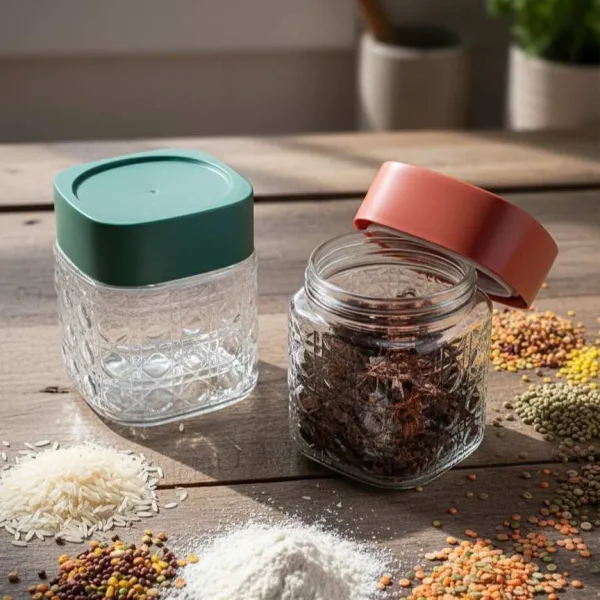 Transparent Glass Storage Jar 700ml Set of 2