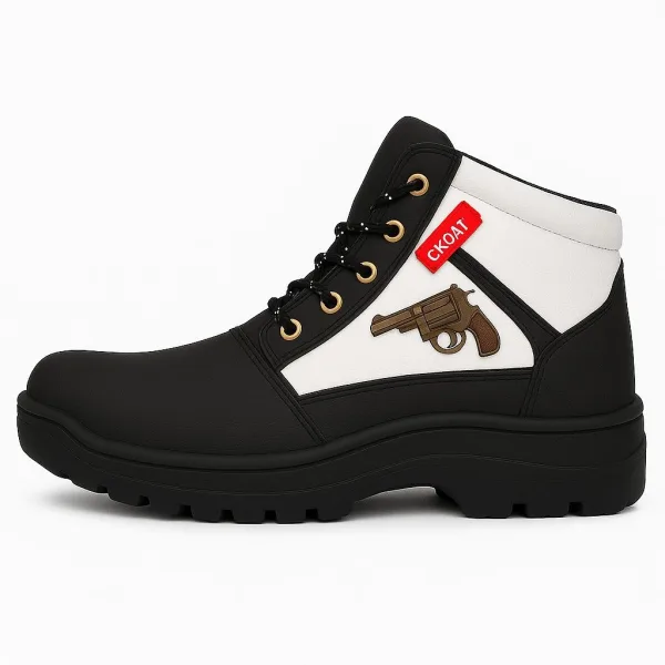 Latest Stylish Men’s Black Gun Boots | Premium Faux Leather Ankle Boots | Comfortable Slip-On Footwear for Men's & Boys