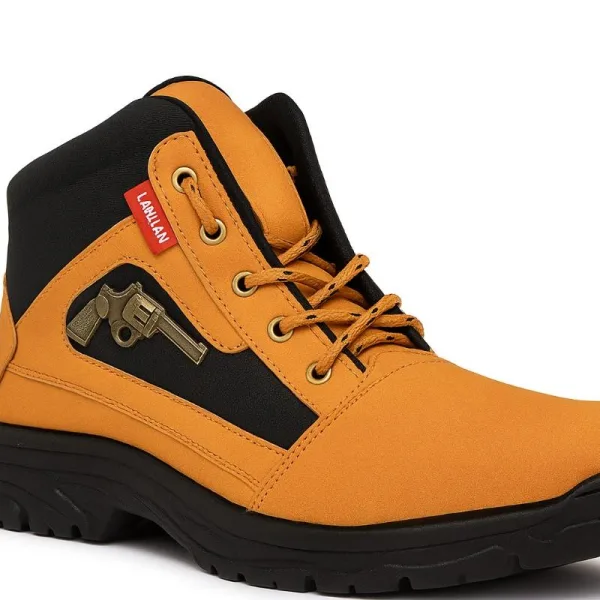 Latest Fabulous Men’s Tan Gun Boots | Premium Faux Leather Ankle Boots | Comfortable Slip-On Footwear for Men's & Boys