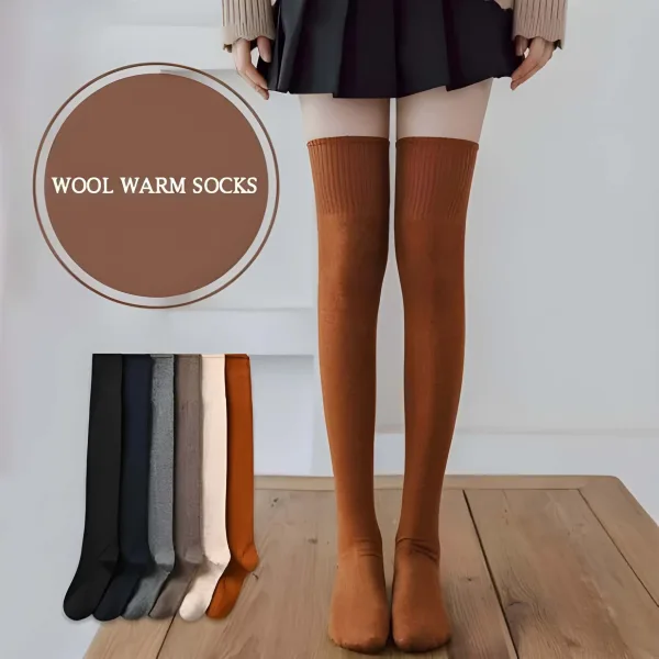 Wool Warm Thigh High Socks for Women | Knitted Thick Thermal Woolen Knee Length Socks | Over the Knee Long Socks, Boot Cuffs & Leg Warmers | Winter Wear Stockings for Girls