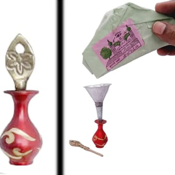 Mii Art Brass Surmedani With Funnel/Kuppi And Surma Use In Eye's Makeup Pack OF 1 Pcs Funnel,2 Surma Packed, 1 Brass Surmedani