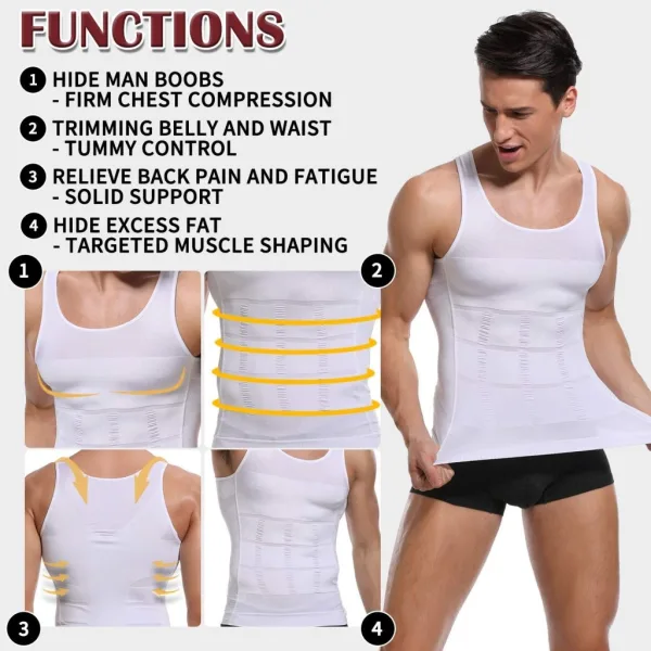 Premium Men’s Slimming Body Shaper Vest Shirt | Abs & Abdomen Slim Stretchable Tummy Tucker Compression Vest | Sleeveless Body Shapewear for Men