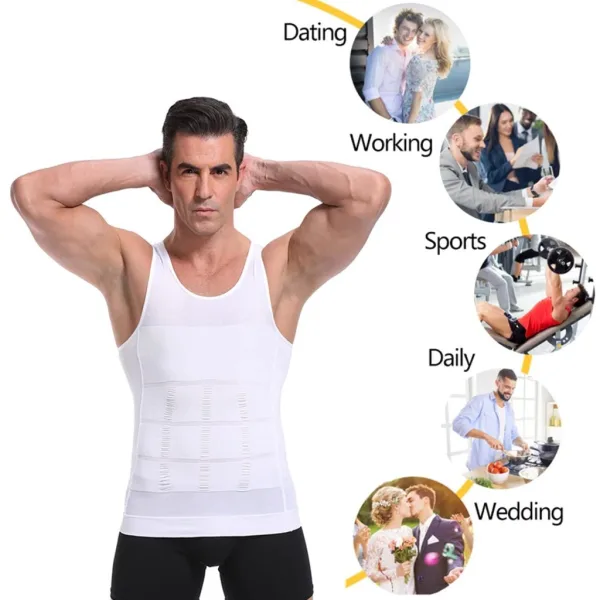 Premium Men’s Slimming Body Shaper Vest Shirt | Abs & Abdomen Slim Stretchable Tummy Tucker Compression Vest | Sleeveless Body Shapewear for Men