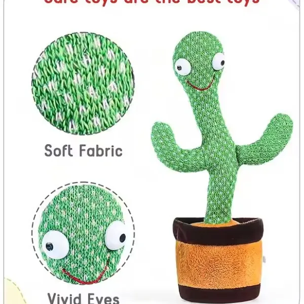 Electronic Dancing Cactus Toy with Lighting, Singing Cactus | Recording and Repeat Your Words | Cactus Mimicking Toy for Kids