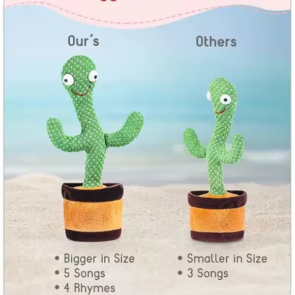 Electronic Dancing Cactus Toy with Lighting, Singing Cactus | Recording and Repeat Your Words | Cactus Mimicking Toy for Kids