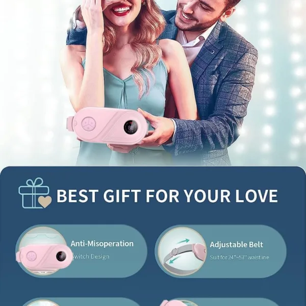 Portable Cordless Heating Pad for Menstrual Cramps Relief | 33-Speed Temperature Adjustment & 4-Speed Massage Modes | Up to 60°C Heating | Back & Belly Pain Relief for Women