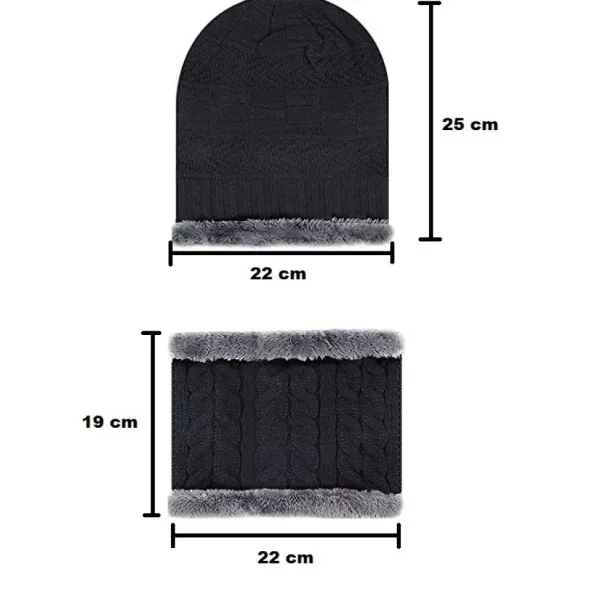 Winter Woolen Hat and Scarf Neck Scarf Warm Knit Hat Thick Fleece Lined Winter Hat & Scarf for Men Women