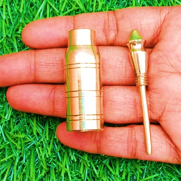 Brass Surmedani With Funnel/Kuppi And Surma Use In Eye's Makeup [Size-7-cm] Pack Of-1 Funnel, 2 Surma Packed,1 Brass Surmedani