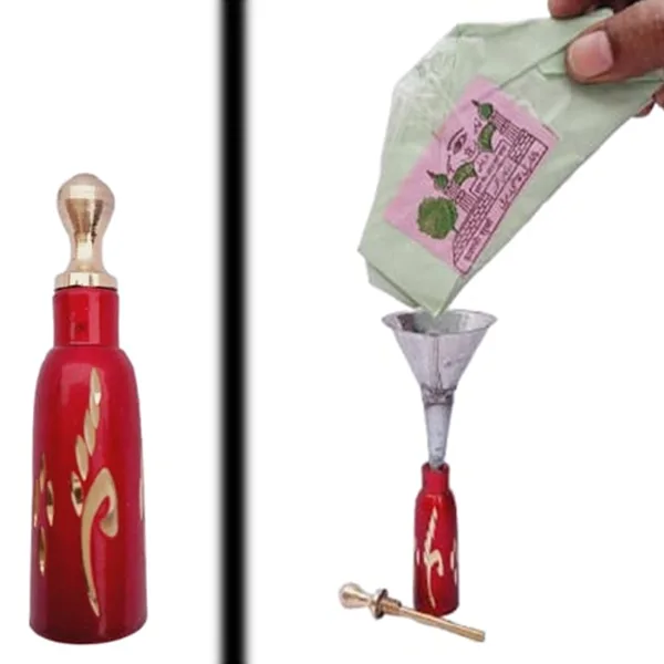 Brass Surmedani With Funnel/Kuppi And Surma Use In Eye's Makeup [Size-7-cm] Pack Of-1 Funnel, 2 Surma Packed, 1 Brass Surmedani
