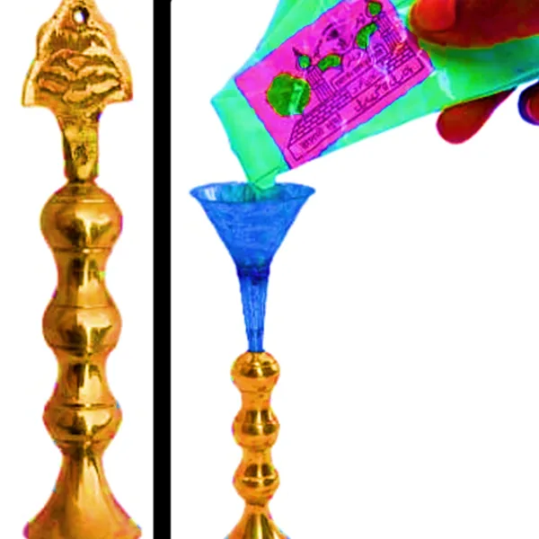 Brass Surmedani With Funnel/Kuppi And Surma Use In Eye's Makeup [Size-7-cm] Pack Of-1 Funnel, 2 Surma Packed,1 Brass Surmedani