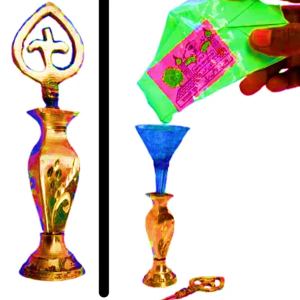 Brass Surmedani With Funnel/Kuppi And Surma Use In Eye's Makeup [Size-11-cm] Pack Of-1 Funnel, 2 Surma Packed, 1 Brass Surmedani