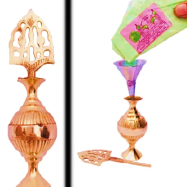 Brass Surmedani With Funnel/Kuppi And Surma Use In Eye's Makeup [Size-13-cm] Pack Of-1 Funnel, 2 Surma Packed, 1 Brass Surmedani