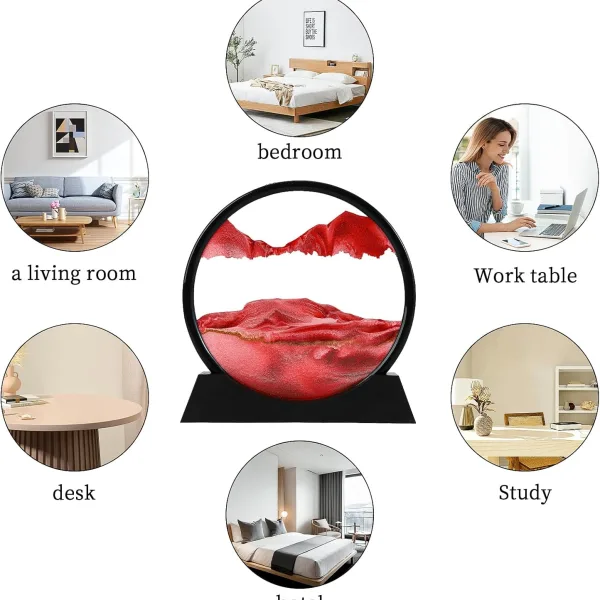 Moving Sand Art Picture 3D Liquid Motion Glass Decor