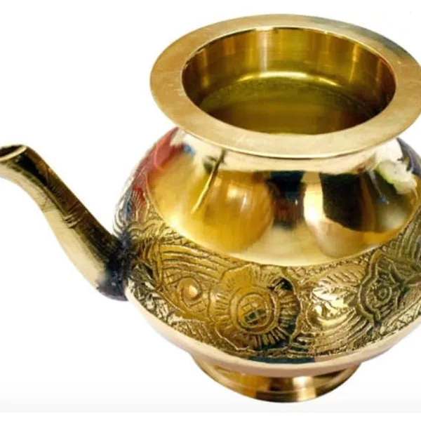 Mii Art Brass Neti Pot Pooja Lota / Karva for Karvachauth & Kalash | Medium Brass Lota 250 ml (Size – 10 cm) | Pack of 1