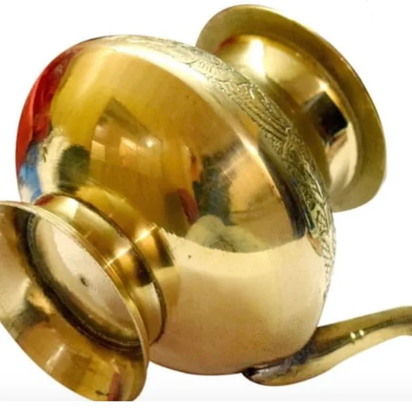 Mii Art Brass Neti Pot Pooja Lota / Karva for Karvachauth & Kalash | Medium Brass Lota 250 ml (Size – 10 cm) | Pack of 1
