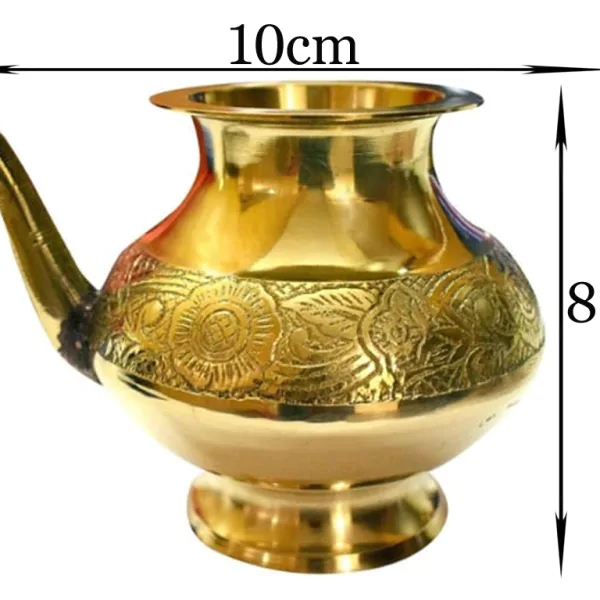 Mii Art Brass Neti Pot Pooja Lota / Karva for Karvachauth & Kalash | Medium Brass Lota 250 ml (Size – 10 cm) | Pack of 1