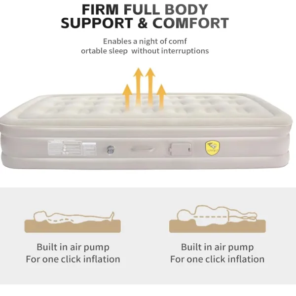 Single Air Bed, Inflatable Bed with Built-in Electric Pump, 3 Mins Quick Self-Inflation/Deflation Guest Air Mattress, Blow Up Bed for Home Portable Camping Travel 190x100x40cm 250kg MAX