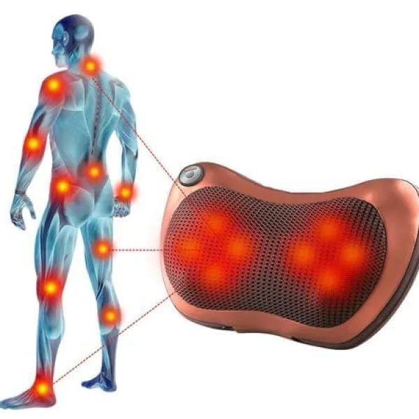 Back & Neck Massager with Heat | Deep Tissue Electric Massage Pillow for Pain Relief – Home, Car & Office Use