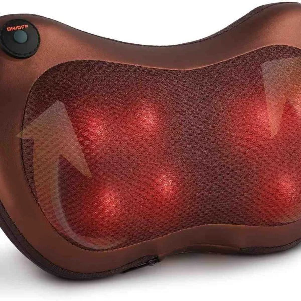 Back & Neck Massager with Heat | Deep Tissue Electric Massage Pillow for Pain Relief – Home, Car & Office Use