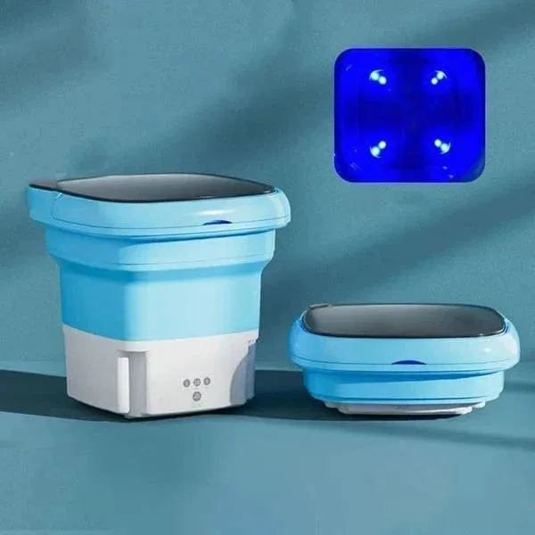 Portable Mini Foldable Washer And Spin Dryer With Small Foldable Bucket Washer For Camping, RV, Travel, And For Small-Spaces