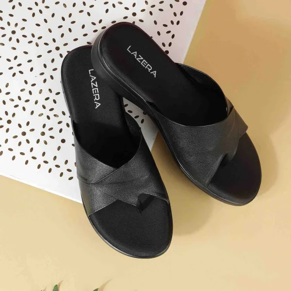 Women’s SoftGrip Toe-Loop Flats | Comfortable Vegan Leather Slip-On Sandals