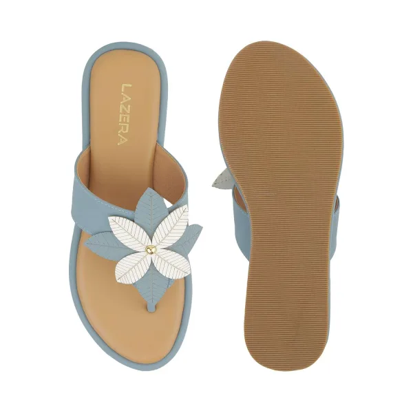 Women’s Floral Thong Flats | Slip-On Mules with Large Flower | Summer Casual