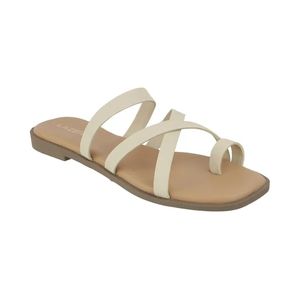 Women’s Minimal Slip-On Flats | Thin Strap Slides with Toe Loop | Casual Wear