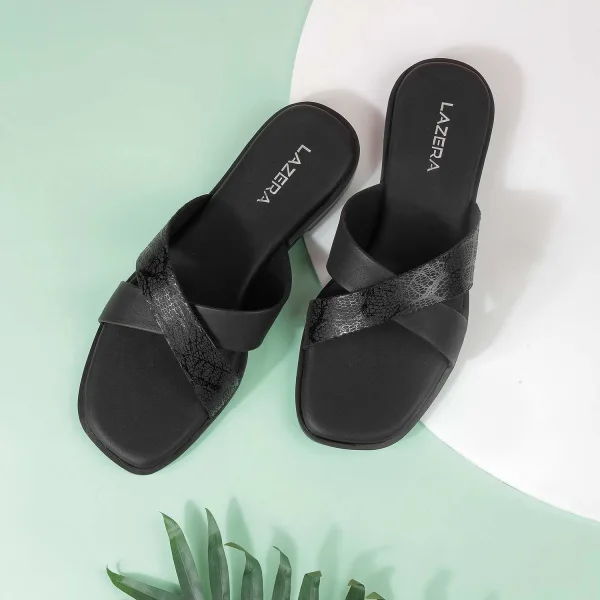 Women’s Comfort Cross-Strap Mules | Vegan Leather Slip-Ons | Cushioned Footbed