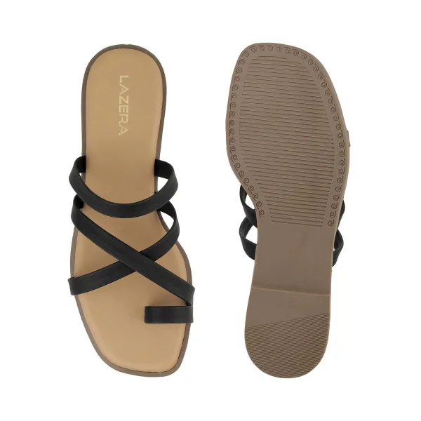 Women’s Minimal Slip-On Flats | Thin Strap Slides with Toe Loop | Casual Wear