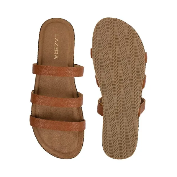 Women’s Triple Strap Slides | Mule Sandals with Contoured Footbed | Everyday Wear