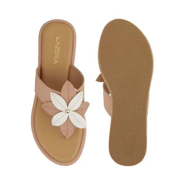 Women’s Floral Thong Flats | Slip-On Mules with Large Flower | Summer Casual