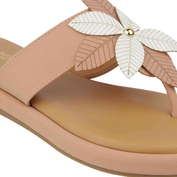 Women’s Floral Thong Flats | Slip-On Mules with Large Flower | Summer Casual