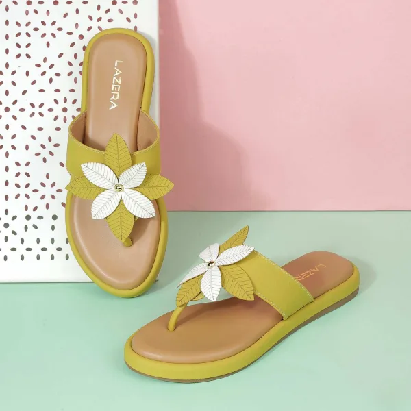 Women’s Floral Thong Flats | Slip-On Mules with Large Flower | Summer Casual