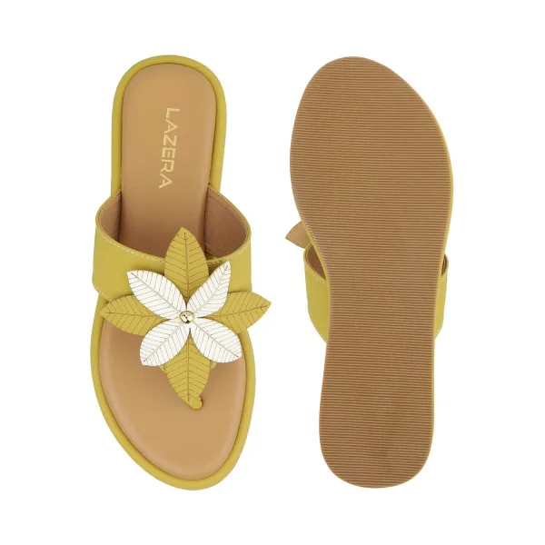 Women’s Floral Thong Flats | Slip-On Mules with Large Flower | Summer Casual