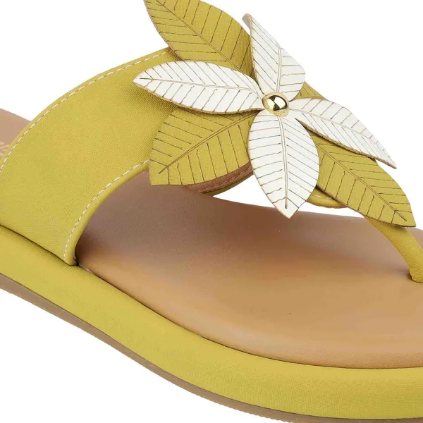 Women’s Floral Thong Flats | Slip-On Mules with Large Flower | Summer Casual