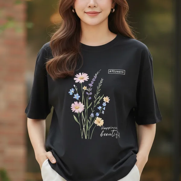 FLOWER PRINTED OVERSIZED T-SHIRT