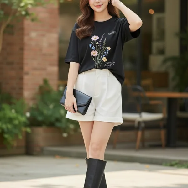 FLOWER PRINTED OVERSIZED T-SHIRT