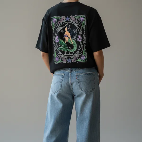MERMAID GRAPHIC PRINTED OVERSIZED T-SHIRT