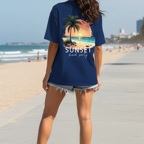 SUNSET GRAPHIC PRINTED OVERSIZED T-SHIRT