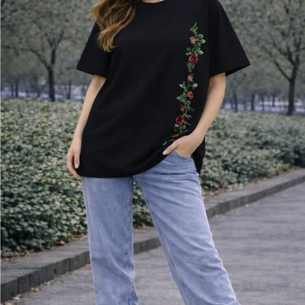 FLOWER GRAPHIC PRINTED OVERSIZED T-SHIRT