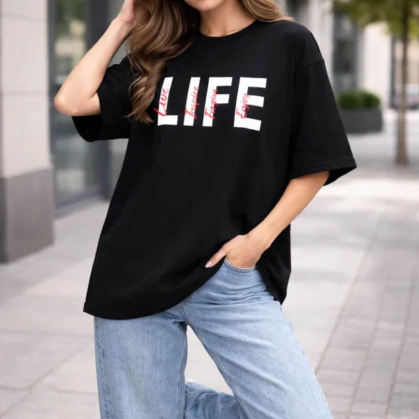 LIFE GRAPHIC PRINTED OVERSIZED TEE