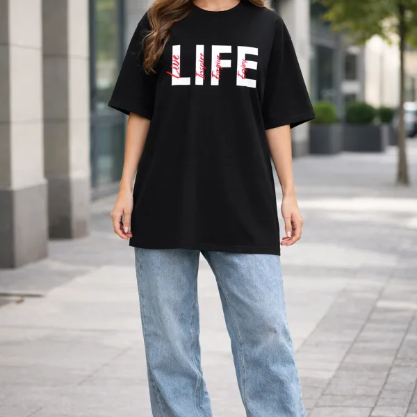 LIFE GRAPHIC PRINTED OVERSIZED TEE