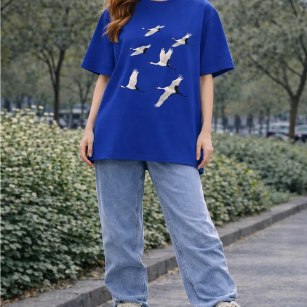 FLYING CRANES OVERSIZED TEE