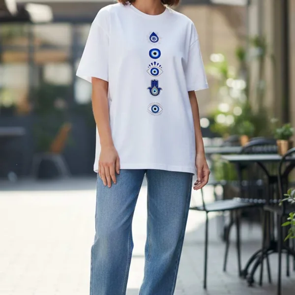 EVIL EYE GRAPHIC PRINTED OVERSIZE T-SHIRT