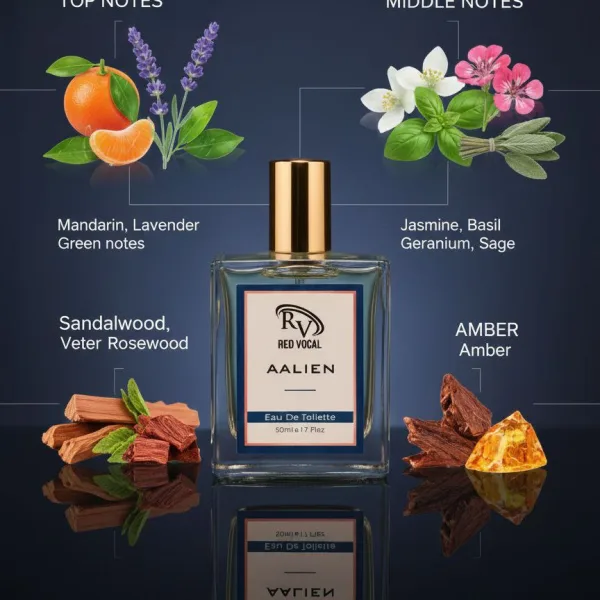 Red Vocal Aalien Premium Perfume Eau De Toilette 50ml – Long Lasting Unisex with Woody Amber Notes