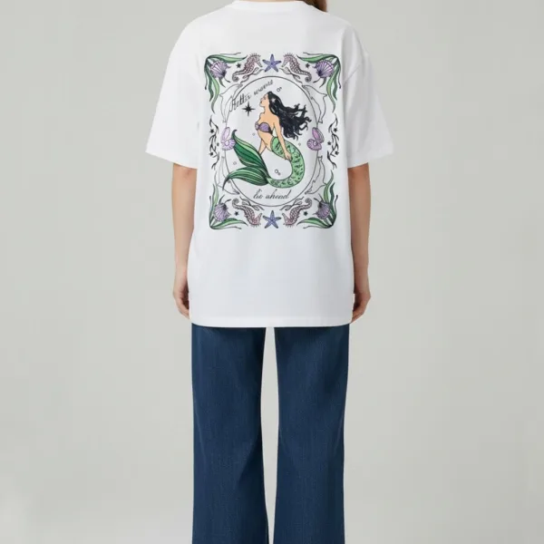 MERMAID GRAPHIC PRINTED OVERSIZED T-SHIRT