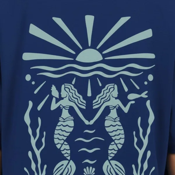 TWIN MERMAID GRAPHIC PRINTED OVERSIZED T-SHIRT