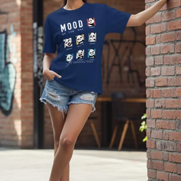 PANDASTIC MOOD GRAPHIC PRINTED OVERSIZED T-SHIRT