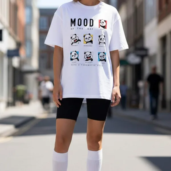 PANDASTIC MOOD GRAPHIC PRINTED OVERSIZED T-SHIRT