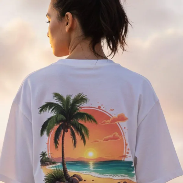 SUNSET GRAPHIC PRINTED OVERSIZED T-SHIRT